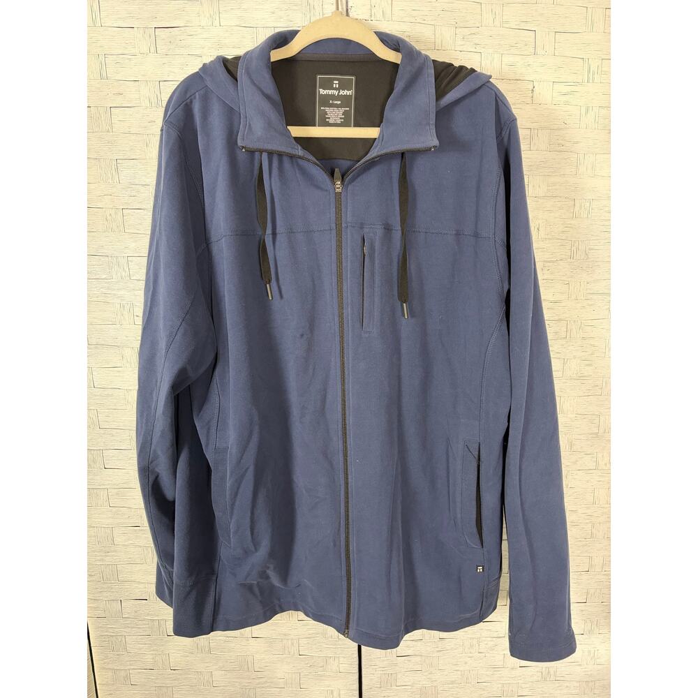 Tommy John men's hoodie navy drawstring, pockets lightweight activewear workout